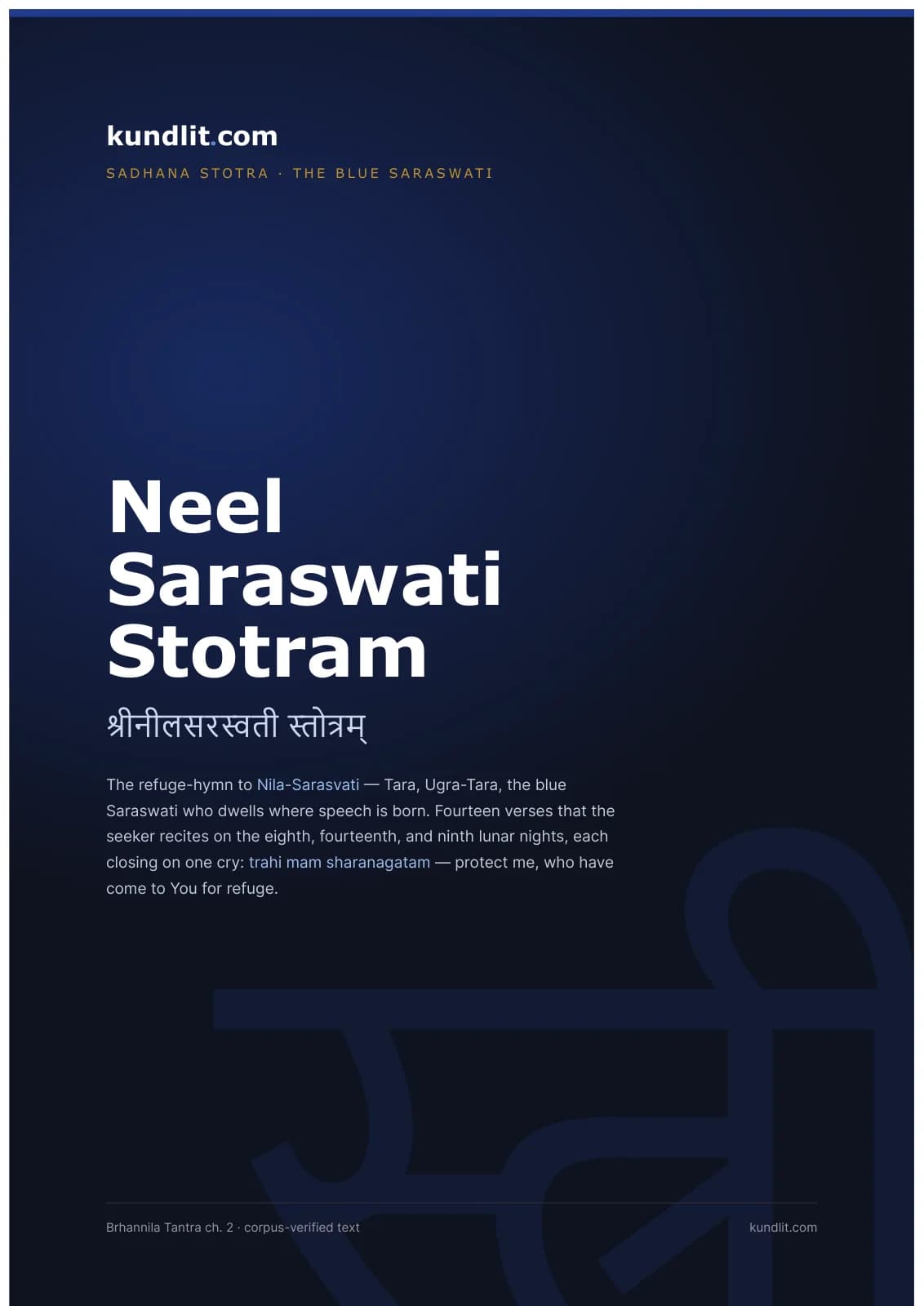 Neel Saraswati Stotram — cover