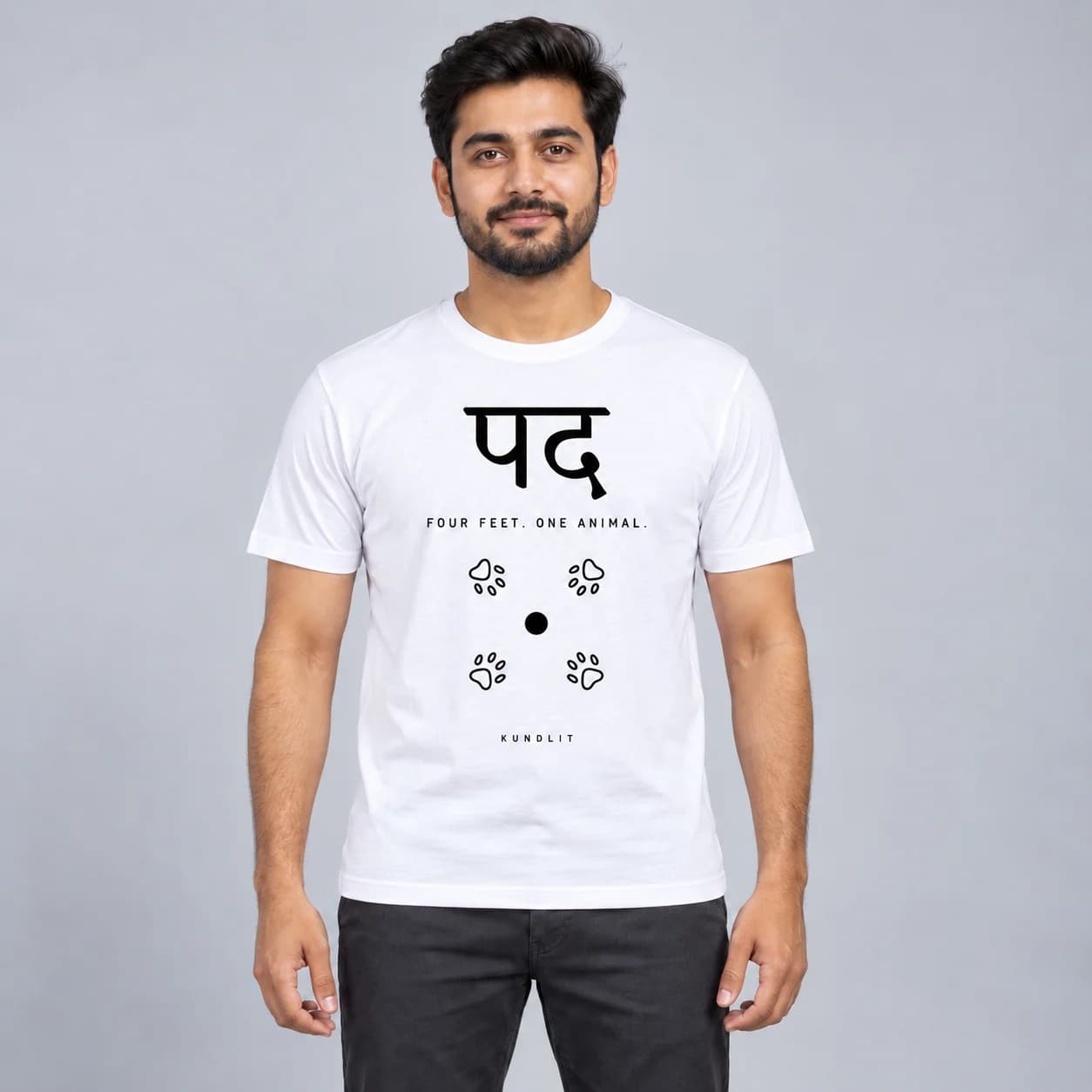Pada (Foot) Sanskrit T-shirt - Spiritual Quote Tee - White — white front